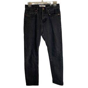 Billy Reid Black Straight Cut Straight Leg Button Fly Jeans Size 26 retro